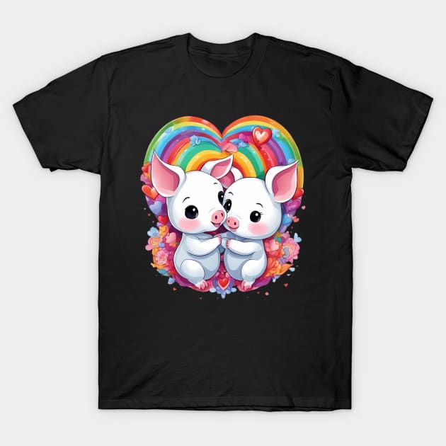 Love Rainbow Baby Pig T-Shirt by animegirlnft